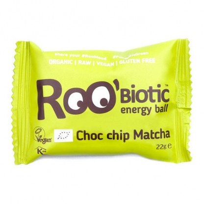 ROObiotic energy ball cu fulgi de ciocolata si matcha bio 22g Dragon Superfoods
