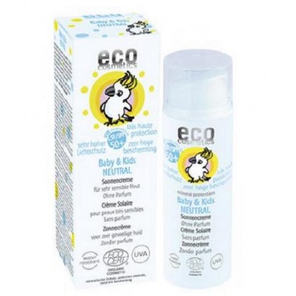 Crema bio protectie solara bebe si copii FPS50+ piele foarte sensibila fara parfum Eco Cosmetics