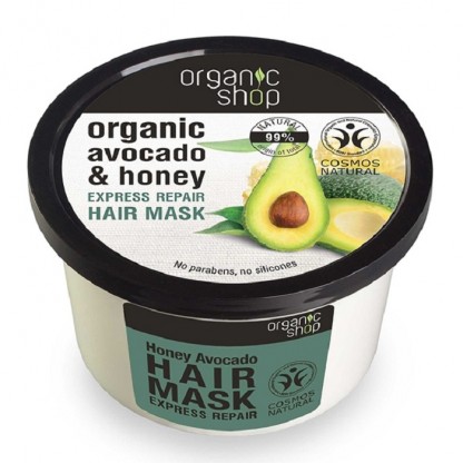 Masca de par bio reparatoare cu miere si avocado 250ml Organic Shop