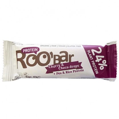 Baton proteic cirese si ciocolata Raw bio 40g Roobar