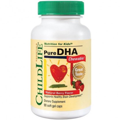 Pure DHA Omega 3 pt copii 90 capsule moi masticabile (gust de capsuni) Childlife Essentials