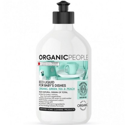 Detergent ecologic pt vasele bebelusilor Green Tea & Peach 500ml Organic People