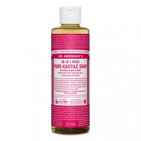 Sapun lichid de Castilia cu trandafiri, organic 240ml Dr Bronner