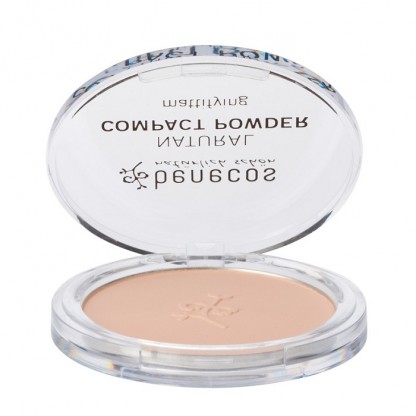 Pudra compacta matifianta pentru ten mediu, Sand 9g Benecos