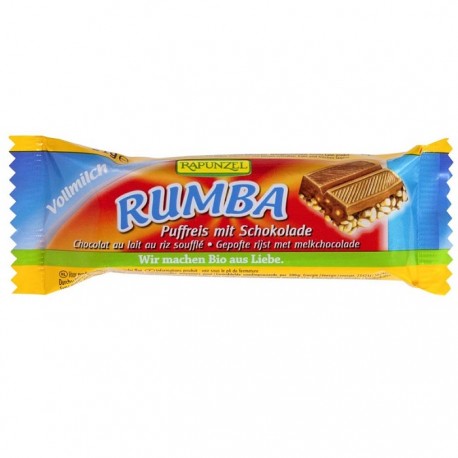 Baton Rumba de ciocolata cu orez expandat, bio 40g Rapunzel
