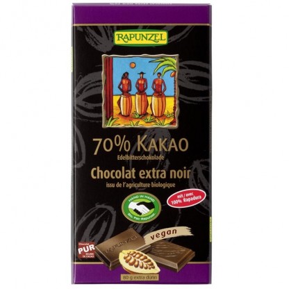 Ciocolata amaruie bio vegana, 70% cacao 80g Rapunzel