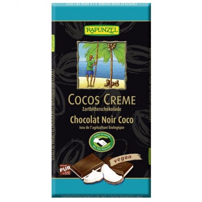 Ciocolata amaruie cu umplutura de crema de cocos, bio vegana 100g Rapunzel