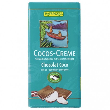 Ciocolata bio cu lapte integral si crema de cocos 100g Rapunzel