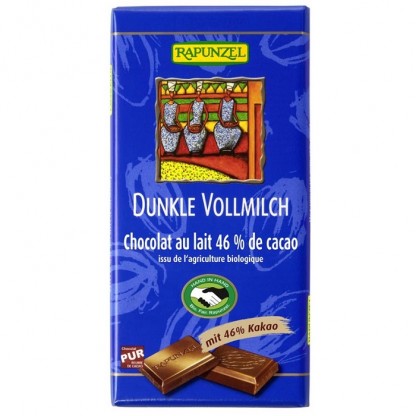 Ciocolata neagra cu lapte integral 46% cacao bio 100g Rapunzel