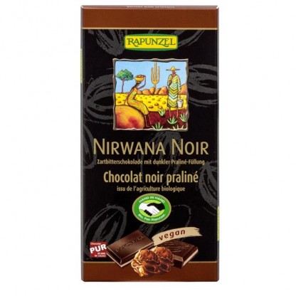 Ciocolata neagra 55% cacao cu praline Nirwana, bio vegana 100g Rapunzel
