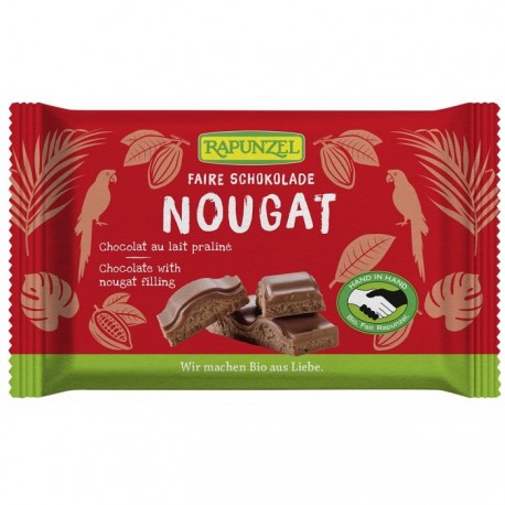 Ciocolata bio din lapte integral si crema Nougat 100g Rapunzel