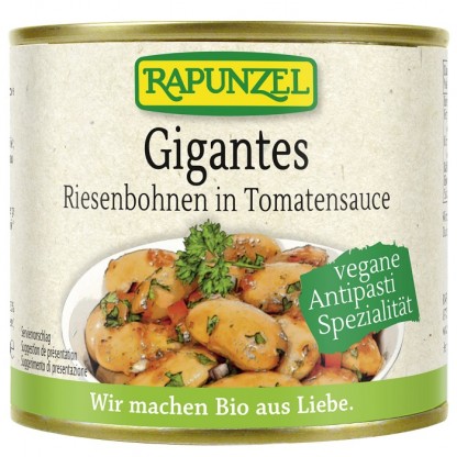 Fasole gigant in sos de rosii bio, conserva 230g Rapunzel