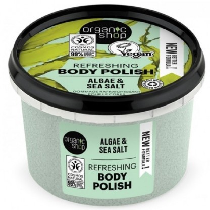 Exfoliant de corp polish cu sare marina si alge Algae & Sea Salt 250ml Organic Shop