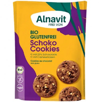 Biscuiti cu ciocolata bio, fara gluten 125g Alnavit