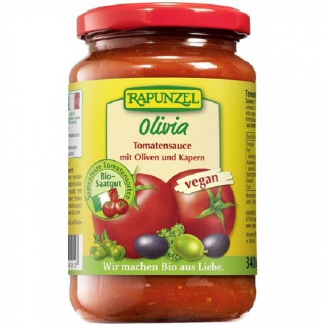 Sos de tomate Olivia cu masline si capere, bio vegan 370g Rapunzel