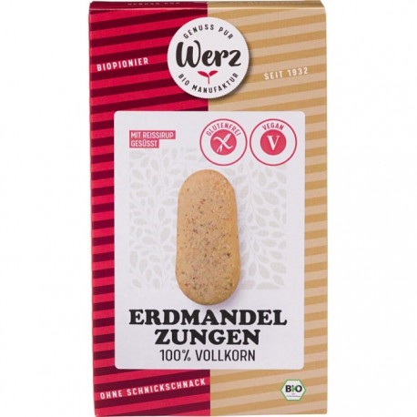 Biscuiti din faina integrala de orez si nuci tigru bio, fara gluten 125g Werz