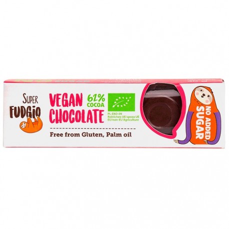 Baton de ciocolata neagra bio, vegana, fara zahar 40g Super Fudgio
