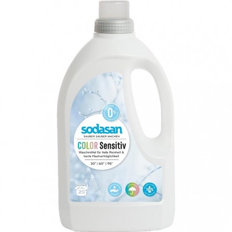 Detergent lichid pentru rufe colorate Sensitiv, fara parfum 1.5L Sodasan