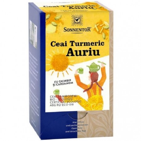 Ceai Turmeric Auriu cu ghimbir si cardamom BIO 18 plicuri Sonnentor