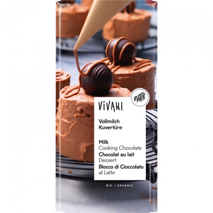 Ciocolata cuvertura cu lapte integral bio 200g Vivani