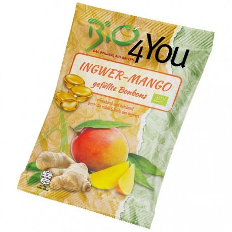 Bomboane cu ghimbir si mango bio, fara gluten 75g Bio4You