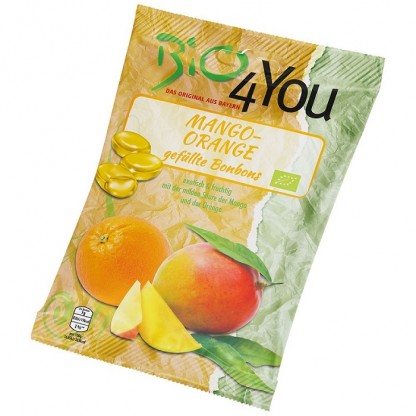 Bomboane cu mango si portocale bio, fara gluten 75g Bio4You