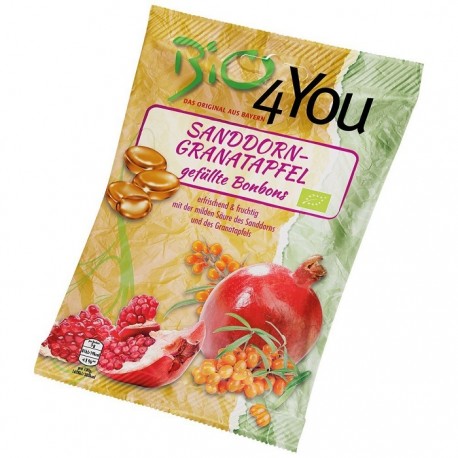 Bomboane cu rodie si catina bio, fara gluten 75g Bio4You