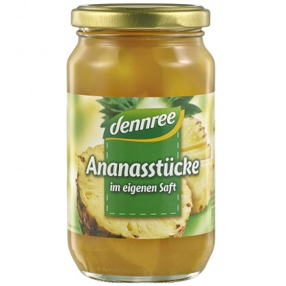 Bucati de ananas in suc propriu bio 350g Dennree