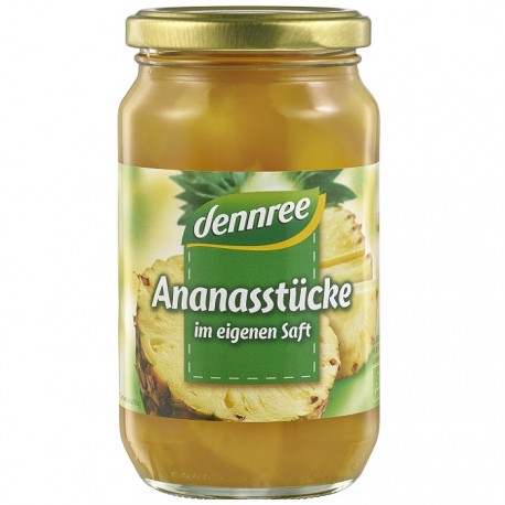 Bucati de ananas in suc propriu bio 350g Dennree