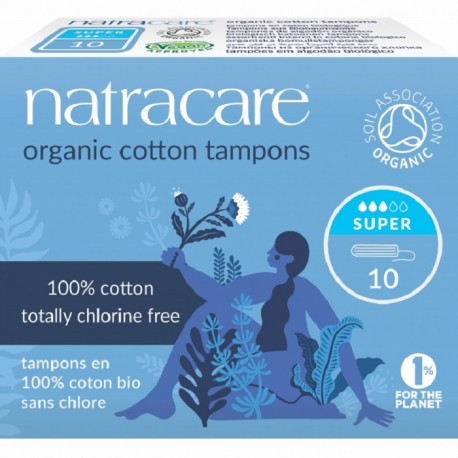 Tampoane interne din bumbac bio, super, 3 picaturi 10 buc Natracare