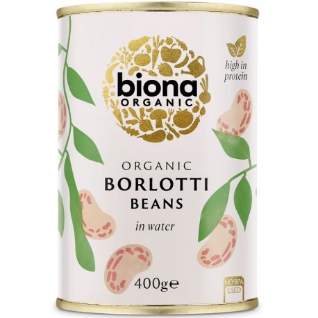 Fasole pestrita Borlotti bio, fara sare - conserva 400g Biona