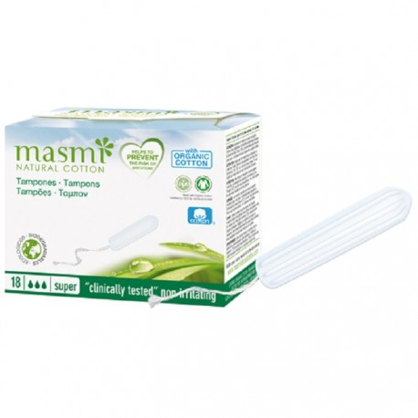 Tampoane interne din bumbac organic, super 3 picaturi 18buc Masmi