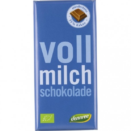 Ciocolata cu lapte 35% cacao bio 100g Dennree