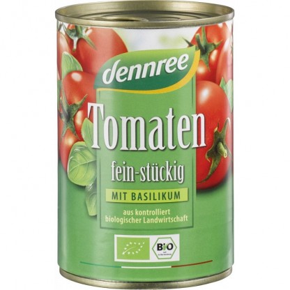 Rosii bucati in sos de rosii cu busuioc bio 400g Dennree