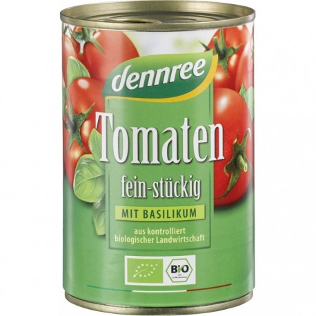 Rosii bucati in sos de rosii cu busuioc bio 400g Dennree