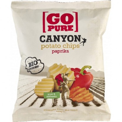 Chips-uri Canyon din cartofi cu ardei bio, fara gluten 125g GoPure