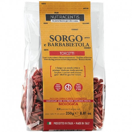 Paste Torcetti cu faina de sorg si sfecla rosie bio, fara gluten 250g Nutracentis