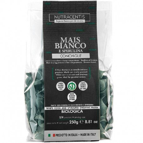 Paste din faina de porumb alb cu spirulina bio, fara gluten 250g Nutracentis