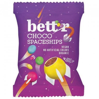 Choco spaceships bio, bomboane de ciocolata vegan 70g Bettr
