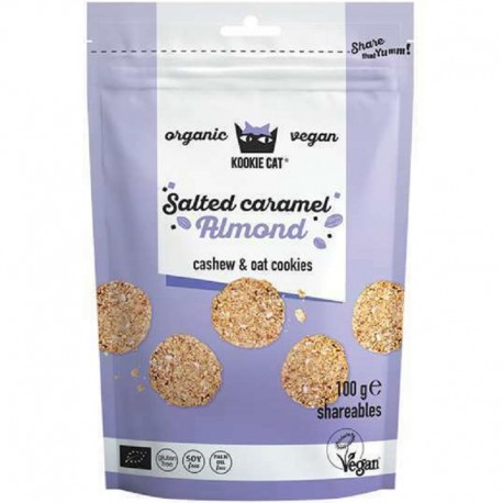 Cookie cu migdale si caramel sarat, fara gluten, bio 100g Kookie Cat