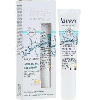 Crema antirid pt contur ochi cu coenzima Q10, bio vegan Basis Senstiv 15ml Lavera