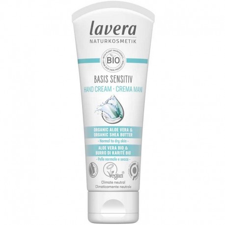 Crema de maini cu aloe vera si unt de shea bio, vegan Basis Sensitiv 75ml Lavera