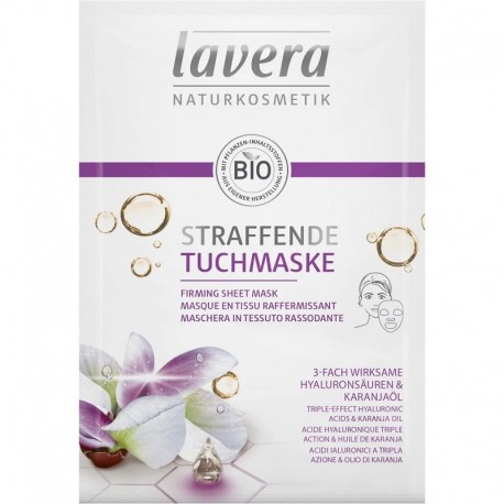 Masca fermitate Sheet Mask cu acid hialuronic si karanja, bio vegan 28g Lavera