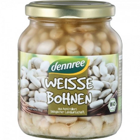 Fasole alba bio, la borcan 340g Dennree