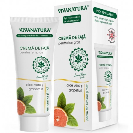 Crema de fata pentru ten gras cu Aloe Vera cu grapefruit, naturala 75ml VivaNatura