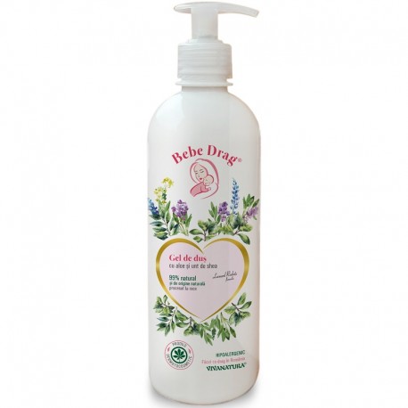 Gel de dus cu aloe si unt de shea, natural 500ml Bebe Drag VivaNatura