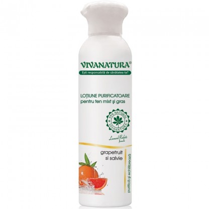 Lotiune purificatoare pentru ten mixt si gras cu grapefruit si salvie, naturala 150ml VivaNatura