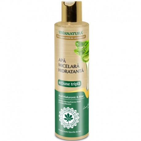 Apa micelara hidratanta cu acid hialuronic si Aloe Vera 250ml Vivanatura