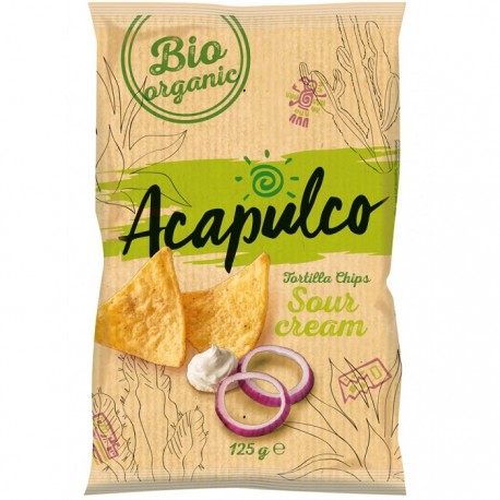 Tortilla chips cu smantana si ceapa bio 125g Acapulco