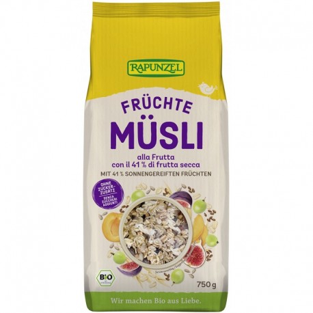 Musli cu fructe si fulgi de cereale integrale bio 750g Rapunzel